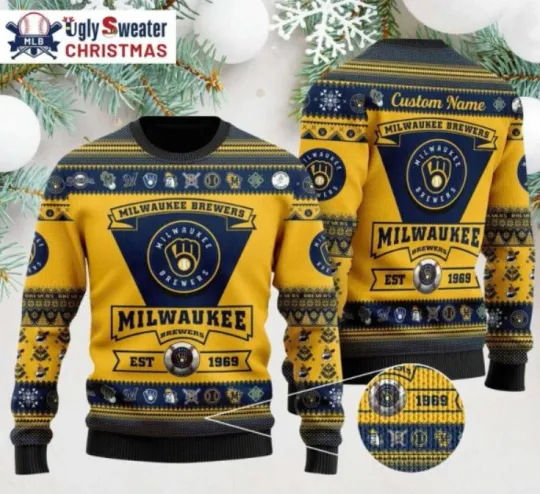 Milwaukee Brewer Custom 1969 Est Vintage Ugly Sweater, Gift For Fans, Christmas Gift