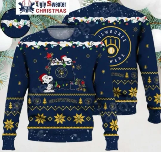 Discover Milwaukee Brewer Snoopy Decorating Tree Ugly Sweater