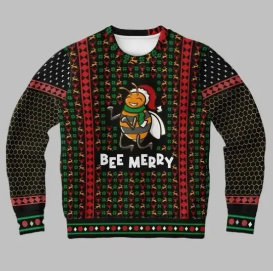 Discover Bee Merry Ugly Christmas Sweater Fullsize, Gift For Fans, Christmas Gift