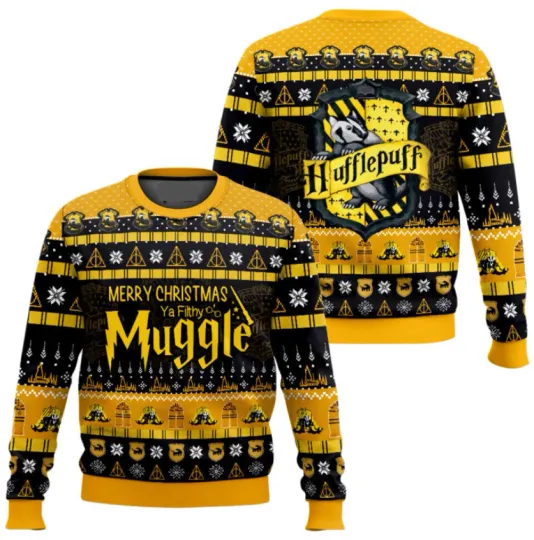 Harry Potter Hufflepuff1 Merry Christmas Ya Filthy1 Muggle Ugly Sweater