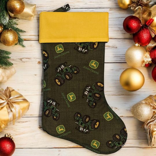 Discover Tractor Christmas Stocking, John Dee, Farm Vehicle