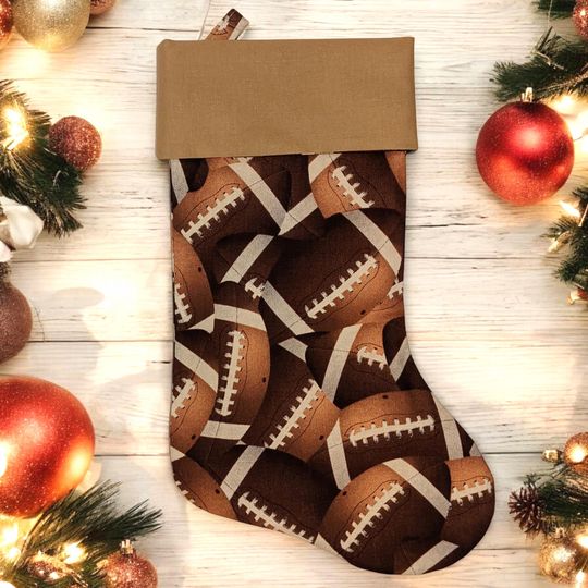 Discover Footballs Stocking, Quarterback, Sports Fan, football, Personalized Christmas Gift
