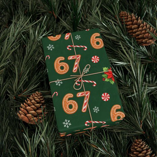 Discover 67 Christmas Wrapping Paper, Funny Teen Holiday Wrapping Paper, 6 7 Meme, 67 Meme Gift Wrap, 67 Christmas