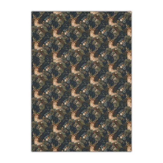 Discover Rustic Deer Design wrapping paper, Christmas, Crafting Paper, Original Artwork, Ideal for Projects.