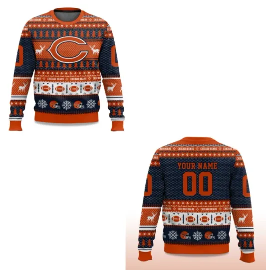 Discover Christmas Bears Reindeer Football Ugly Sweater, Gift For Fans, Christmas Gift