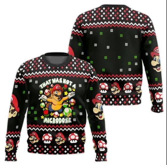 That Was Not A Microdose Super Mario Ugly Sweater, Gift For Fans, Christmas Gift