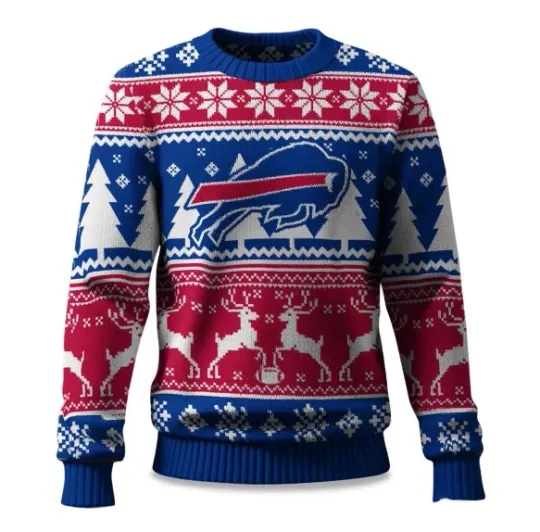 Discover Bills Festive Reindeer & Tree Ugly Sweater, Gift For Fans, Christmas Gift