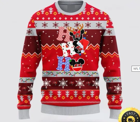 Discover football Tampa Bay Buccaneer Ugly Sweater Hohoho Mickey1