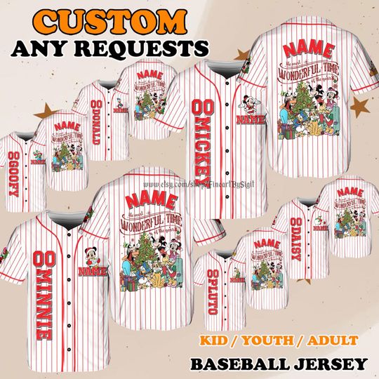 Discover Minnie Donald Christmas Outfit, Disney Christmas Jersey, Wonderful Time Mickey and Friends Shirt, Family Holiday Gift