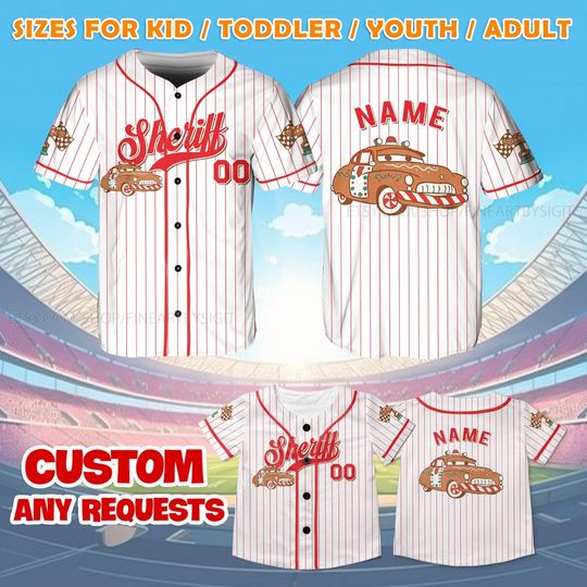 Discover Disney Cars Sheriff Gingerbread Jersey Shirt, Sheriff Christmas Jersey, Sheriff Gift, Disney Christmas Trip Shirt, Radiator Springs Shirt