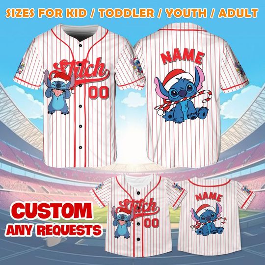 Discover Stitch Santa Jersey, Stitch Aloha Shirt, Disney Trip Jersey, Ohana Means Family Shirt, Hawaiian Stitch Gift, Disney Family Christmas Gift