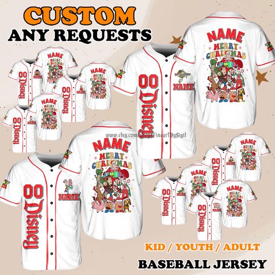 Discover Disneyland Toy Story Merry Christmas Baseball Jersey, Jessie Jersey Shirt, Christmas Outfit, Family Trip Matching Gift, Bo Peep Rex Jersey