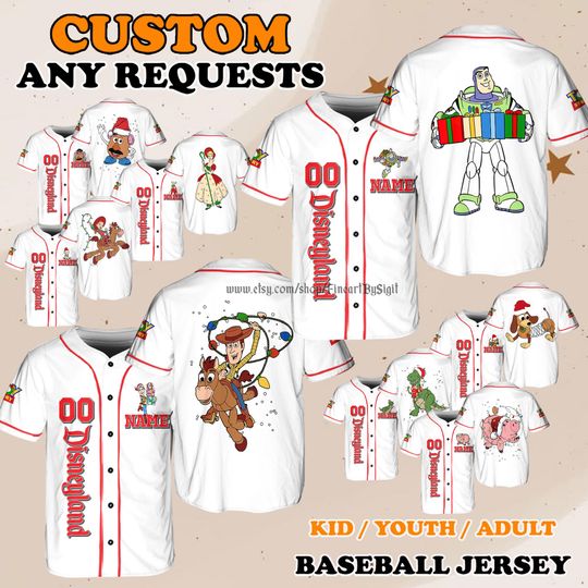 Discover Disney Toy Story Merry Christmas Baseball Jersey, Trixie Jersey Shirt, Christmas Outfit, Family Matching Outfit, Combat Carl Woody Jersey