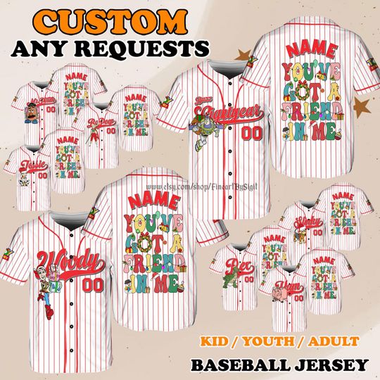 Discover Toy Story Youve Got a Friend in Me Jersey, Woody Buzz Trixie Combat Carl Shirt, Disney Family Christmas Outfit, Disneyland Trip Gift Shirt