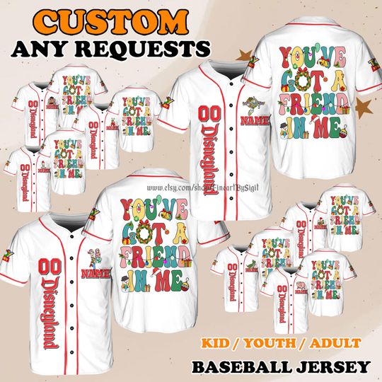 Discover Disney Toy Story Christmas Baseball Jersey, Bullseye Jersey Shirt, Christmas Outfit, Family Matching Outfit, Lotso Duke Caboom Jersey