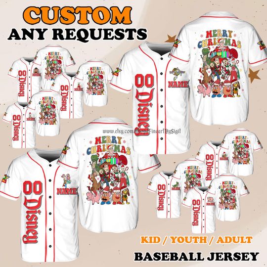 Discover Toy Story Hamm Forky Slinky Dog Bullseye Jersey, Disneyland Toy Story Merry Christmas Baseball Jersey, Disney Christmas Holiday Gift Shirt