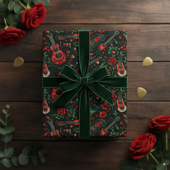 Discover Electric Guitar Wrapping Paper: Floral Musical Gift Wrap