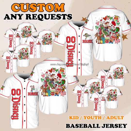 Discover Christmas Disneyland Toy Story All Characters Baseball Jersey, Combat Carl Woody Buzz Lightyear Jessie Shirt,Christmas Holiday Gift Shirt
