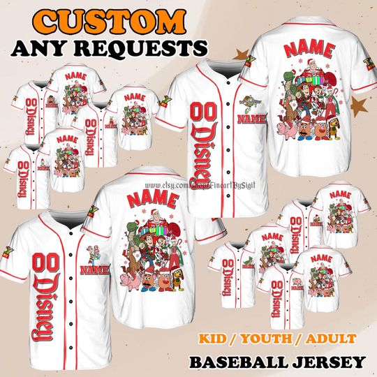 Discover Disney Toy Story Characters Jersey, Woody Buzz Lightyear Jersey, Duke Caboom Gabby Gabby Trixie Shirt, Christmas Family Matching Outfit