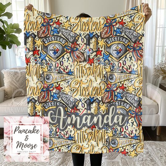 Discover Pittsburgh Football Fleece Blanket, Personalized Cozy Throw, Sports Fan Gift, Game Day Blanket