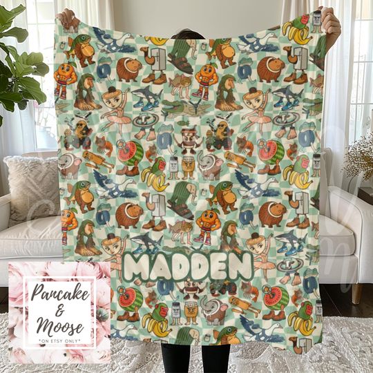 Discover Personalized Rot of Your Brain Gamer Fleece Blanket with Custom Name and Funny Character Pattern for Kids & Teens