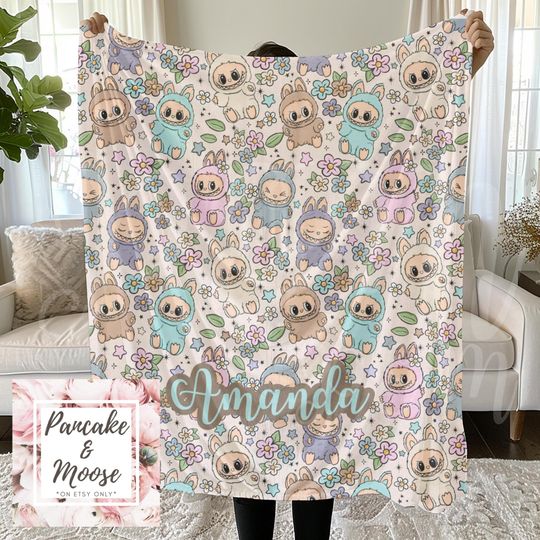 Discover Personalized Pastel Bubu Fleece Blanket for Kids and Teens