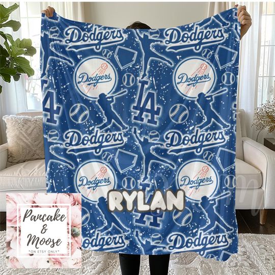 Discover Los Angeles Baseball Fleece Blanket | Blue & White Minky Throw | Personalized Cozy Gift for Baseball Fans