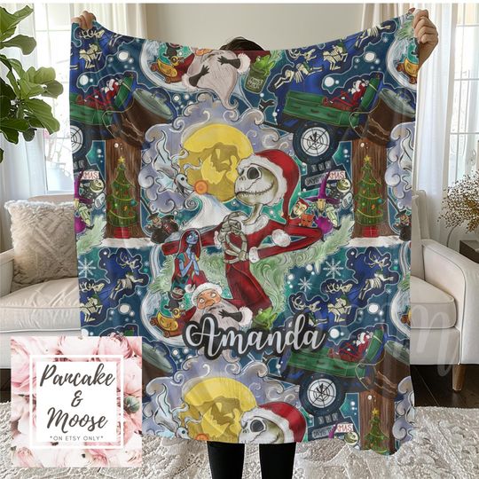 Discover Christmas Nightmare Skeleton Fleece Blanket | Spooky Holiday Gothic Cozy Throw