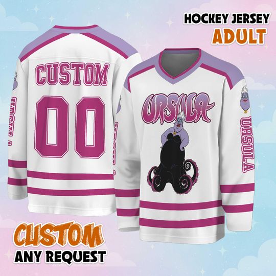 Discover Custom Disney Ursula Hockey Jersey, Personalized The Little Mermaid Hockey Shirt, Hockey Fan Lover Gift, Hockey Team Outfit