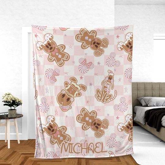Discover Custom Mickey & Friends Gingerbread Disney Christmas Blanket, Ginger Cookies Mickey's Very Merry Baby Throw Christmas Party Home Decor