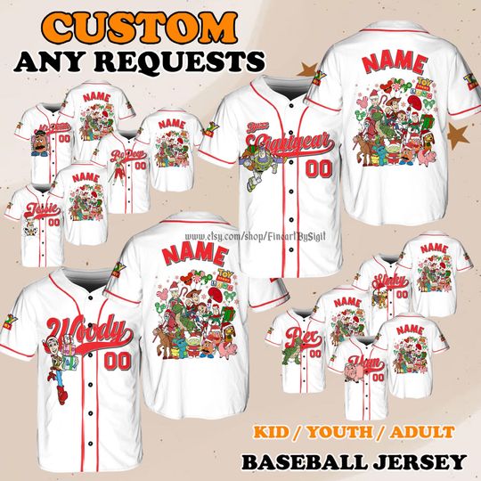 Discover Toy Story All Characters Jersey, Gabby Gabby Trixie Jersey Shirt, Holiday Outfit for Disney Trip, Combat Carl Woody Buzz Lightyear Shirt