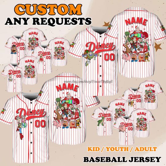 Disneyland Toy Story All Characters Jersey, Jessie Bo Peep Rex Shirt, Family Trip Matching Gift, Forky Slinky Dog Bullseye Baseball Jersey
