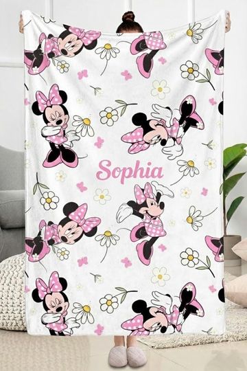 Discover Custom Disney Minnie Mouse Fleece Blanket for Kids and Baby Girl Gifts