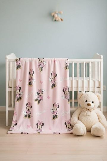 Discover Custom Name Minnie Mouse Fleece Blanket for Kids