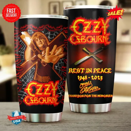Discover Black Sabath x Ozy Osbourne Tumbler Cup 1948-2025