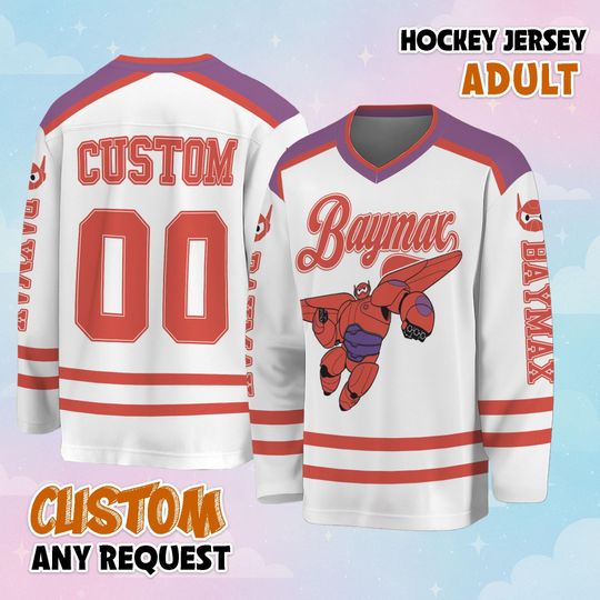 Discover Personalized Baymax Hockey Jersey, Custom Disney Baymax Jersey