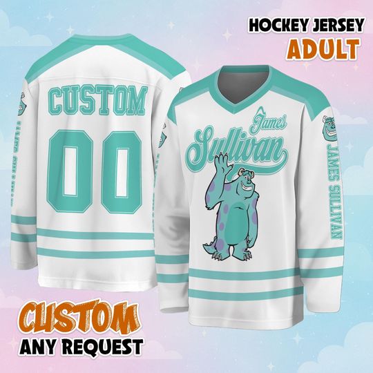 Discover Personalized James P. Sullivan Hockey Jersey, Custom Disney Monsters Inc Jersey