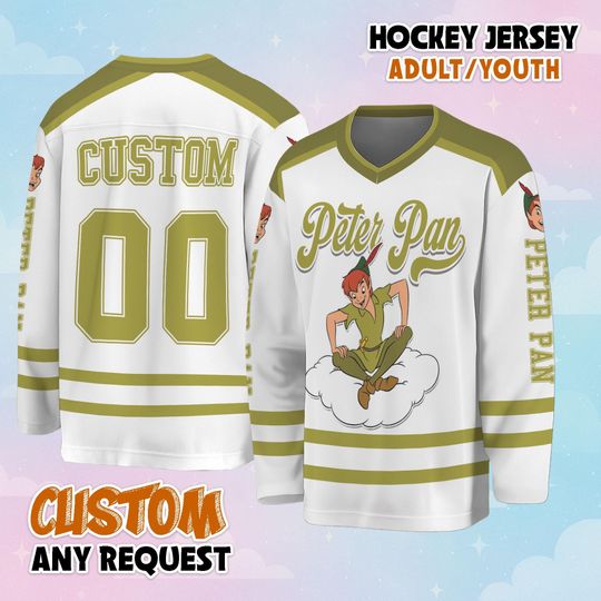 Discover Personalized Peter Pan Hockey Jersey, Custom Disney  Peter Pan Jersey, Hockey Fan Lover Gift