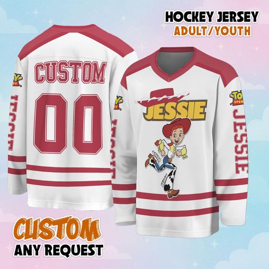 Discover Custom Jessie Hockey Jersey, Personalized Disney Toy Story Hockey Shirt, Classic Cartoon Team Outfit