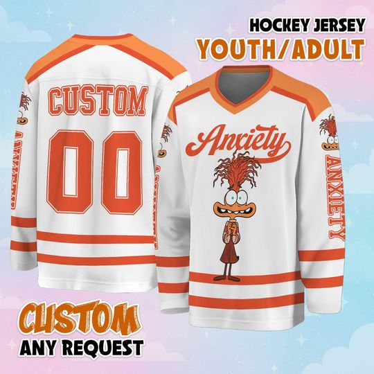 Discover Personalized Anxiety Inside Out Hockey Jersey, Custom Anxiety Hockey Jersey