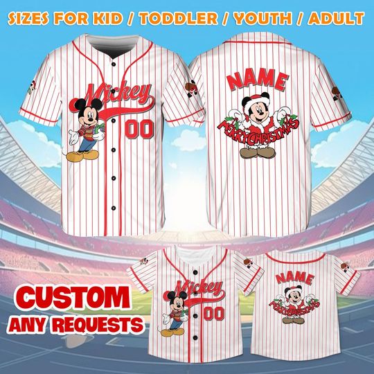 Discover Disney Mickey Baseball Jersey, Mickey Mouse Christmas Party Shirt, Disney World Christmas Shirt, Mickey Mouse Fan, Family Disney Gift
