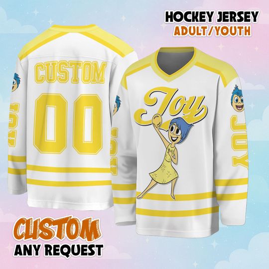 Discover Personalized Joy Inside Out Hockey Jersey, Custom Joy Hockey Jersey, Hockey Fan Lover Gift