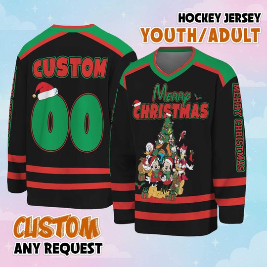 Discover Personalized Disney Christmas Hockey Jersey, Custom Christmas Hockey