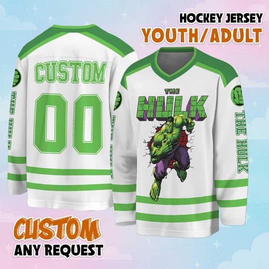 Discover Personalized Hulk Hockey Jersey, Avengers Fan Shirt