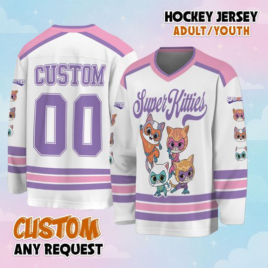 Discover Personalized SuperKitties Hockey Jersey - Custom Cat Hero Outfit