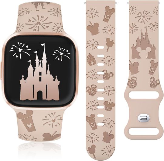 Discover Engraved Cartoon Watch Band for Fitbit Versa 2 Lite SE Soft Replacement Strap Women Sport Wristband
