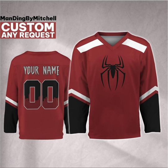 Discover Custom Marvel Spider Man Symbol Skyline Hockey Jersey, Disney Baseball Jersey Sports