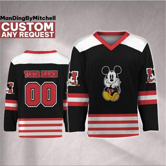 Discover Personalize Disney Classic Mickey Mouse Hockey Jersey, Custom Disney Hockey Jersey
