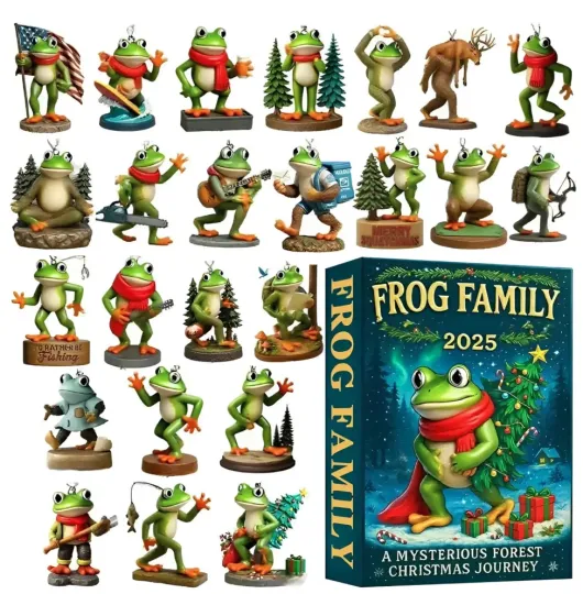 Discover Frog Family Advent Calendar 2025, 24 Day Frog Figurines Christmas Ornament