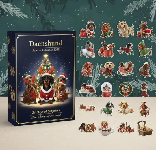 Discover Acrylic Advent Calendar Blind Box Dachshund 2025 Sausage Dog Christmas Gift Box